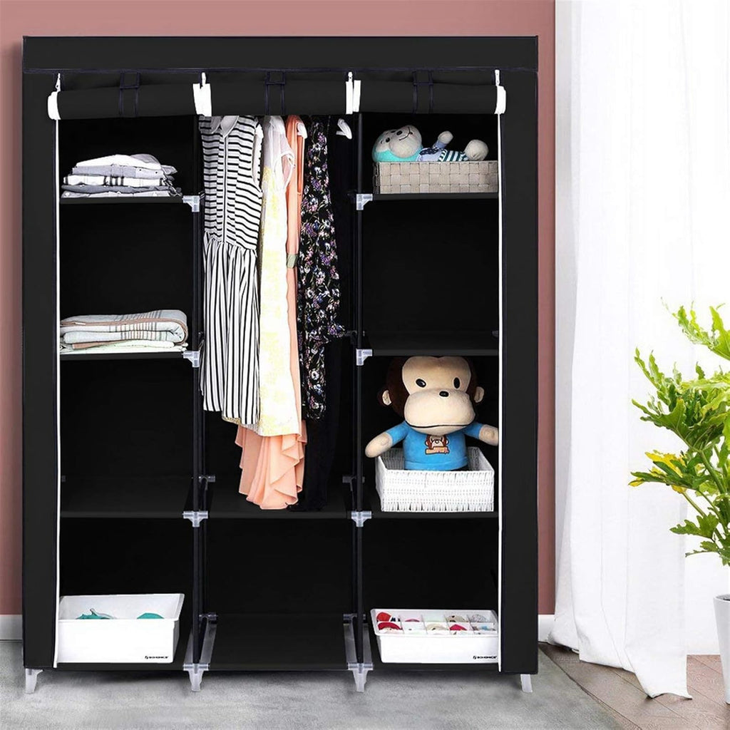 6-Shelf Portable Wardrobe Closet with Hanging Rod & Fabric Cover